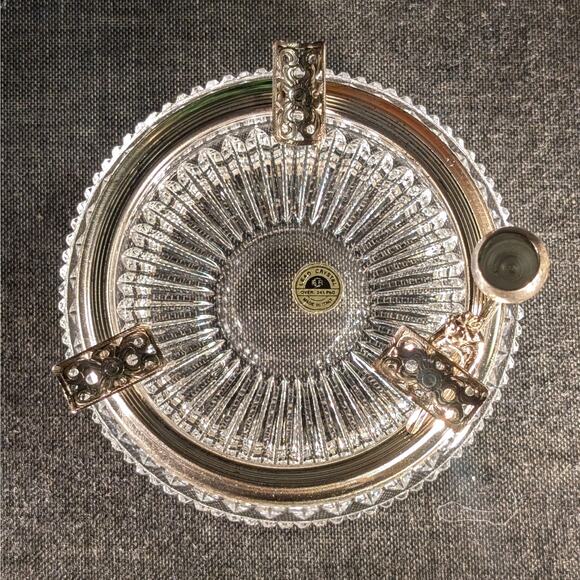 Vintage Ornate Italian Rococo Chrome Lead Crystal Ashtray & Cherub Putti Snuffer - Picture 6 of 8